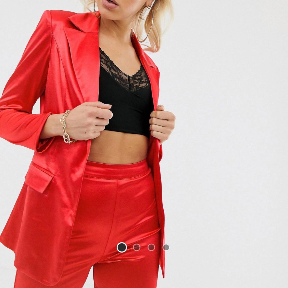 Club L London satin blazer in raspberry